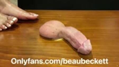 Femdom Barefoot Ballstomping ballbusting in cockbox goddess XoieKaidence and Beau beckett