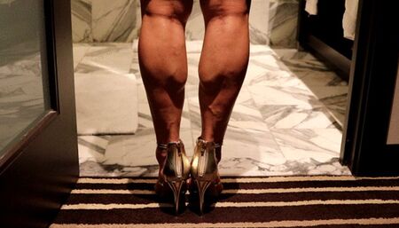 Close Up Silver High Heels All Calves Flexing