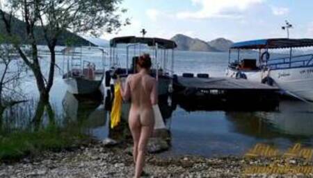 Naked on the boat dock