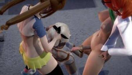 Pokemon - Futa threesome - Sonia x Rosa x Bea (3D Porn)