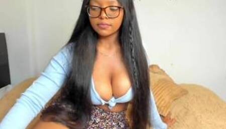 Cute ebony schoolgirl on cam