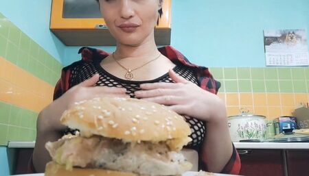 Disgust cook slave food humburger