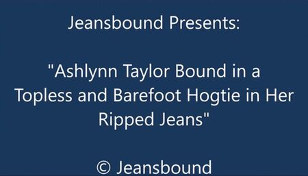 Ashlynn Taylor Hogtied Topless and Barefoot in Jeans - HD