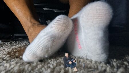 Giantess MX terrorizing tiny into fetal position with her cruel feet