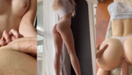 Step sister teases step brother with her perfect ass. He filled her pussy with cum.