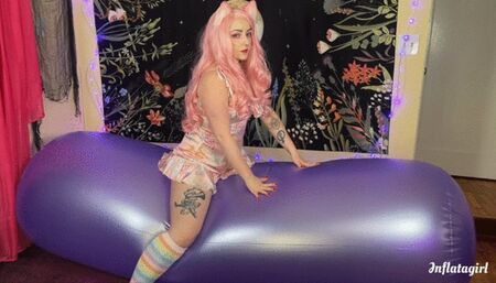 Cat Girl Cums On Inflatable Ride Roll To Deflation