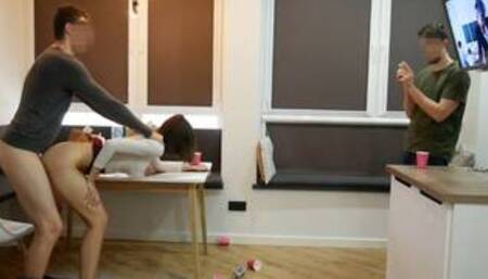 Sharing Girlfriend.She Takes Two Cocks After College Party