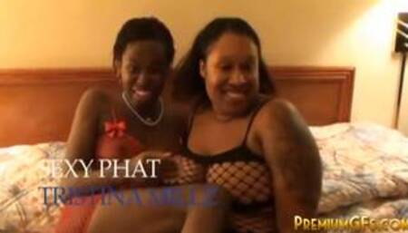 Ebony BBW lesbian licks petite pussy