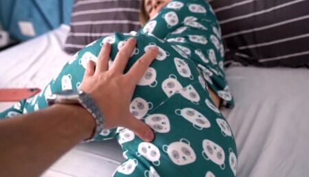 step sister caught watching porn and helped to have two orgasms - creampie