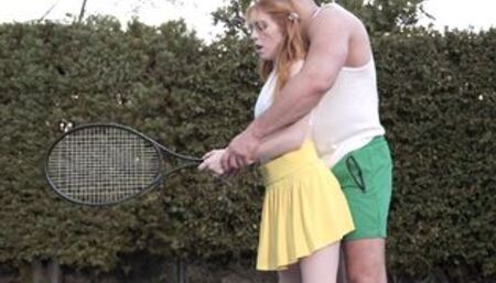 Tennis was hard for tiny redhead teen