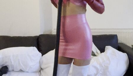Pink Latex , pvc boots and scuba cum