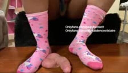 Ball stomping with her cutest unicorn socks, stepping on balls goddess XoieKaidence and Beau beckett