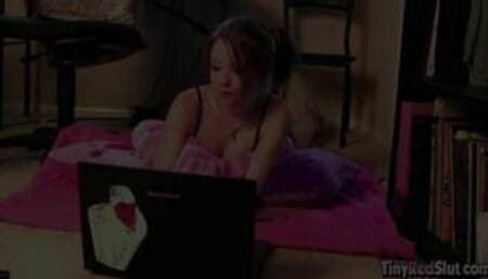 Tiny Red Slut LiveStream and Performing Nude with natural tits