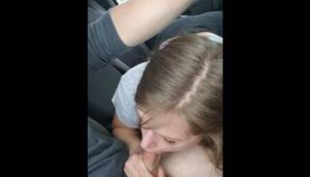 Hot babe gives me road head while filming for snapchat