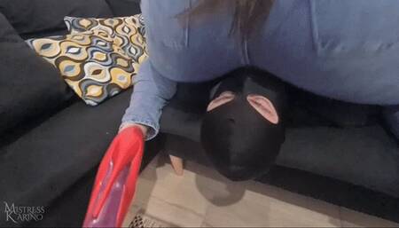 Slave used as human chair for our jeans asses COMPLETE MOVIE