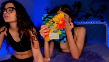 Beautiful lesbian french kissing