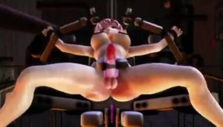 Futa and masturbating machine in room