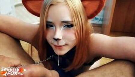 Kitsune Deepthroat Dick and Cum in Mouth