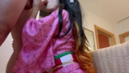 Nezuko Kamado Semen Demon from Kimetsu No Yaiba Gets Fucked And Begs For A Facial