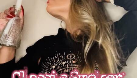 Smoking Virginia Slim 120s in my bathroom classic smoking style with bitcy light ups and candle light ups