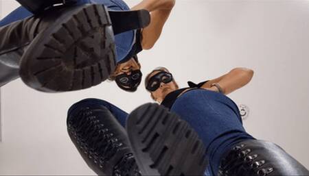 Face trampling with 2 sadistic mistresses (small version)