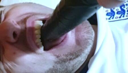 Footballer made to suck used dildo