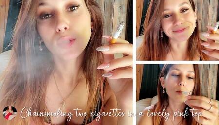 chainsmoking 2 in a lovely pink top