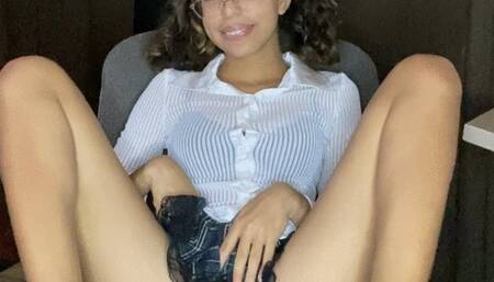 Slutty School Girl Pleasures Herself