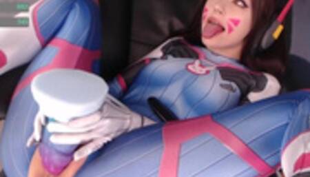D.Va cosplay dildo BadDragon pussy cute  ass
