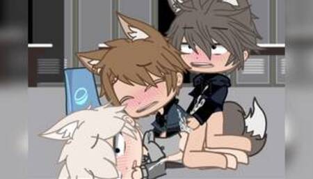 Three wolf boys fuck in a locker room (part 2) Gacha Gay
