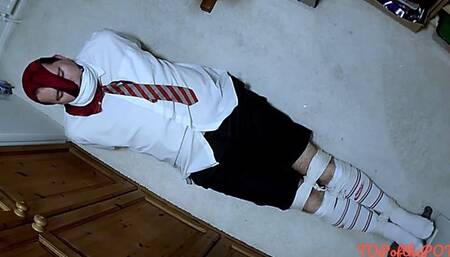 Ruined orgasm in my isolation room whilst he is bound and gagged in adult school uniform - Part 2 of 2 