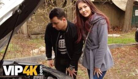 Small-tittied girl is rammed for sake of her boyfriends new car