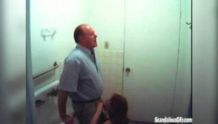 Bathroom slut sucks dick in restroom