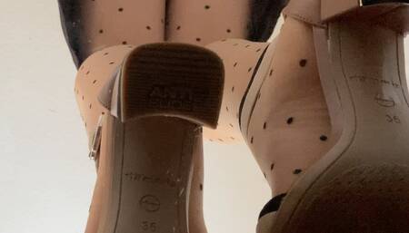 POV and underglass Views on High heel sandals and Nylons - 4k