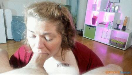 Kara gives sensual blowjob ending in cumshot