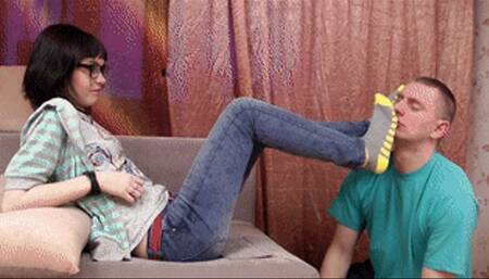 Foot fetish games by nice teen lady and her slave, vf0704x 1080p