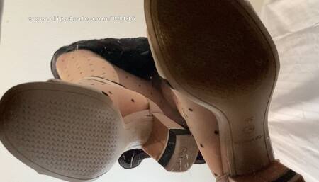 POV and underglass Views on High heel sandals and Nylons - HD