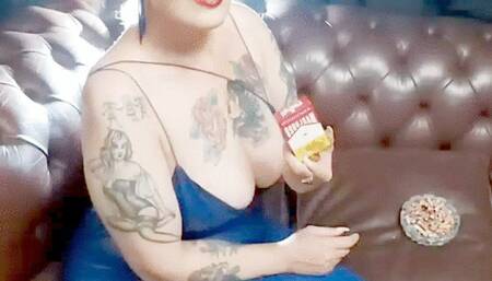 Blue * Marlboro reds * Nose exhales *  Long Drag *Vinyl * Latex * Leather * High heels #