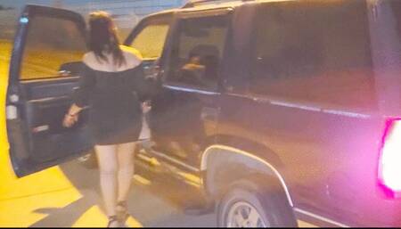 Blue heel driving, flooring, speeding and peeling out