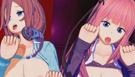 Quintessential Quintuplets - Miku X Nino Threesome Hentai