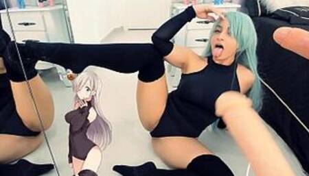 Hot Elizabeth liones - Double Blowjob Cosplay Girl and Ahegao face - Cosplay Girl Chupando Gostoso 2 Dildos - Creampie