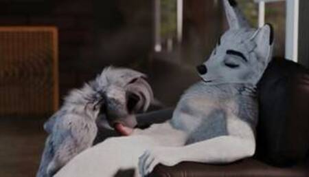 Wolf gets a blowjob-Furry Yiff