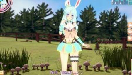 3D/Anime/Hentai: Cute Bunny Girl Having Fun Outside In The Grass