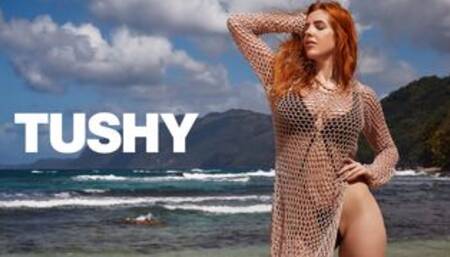 Gorgeous redhead chick Scarlett Jones screwed in anally from behind