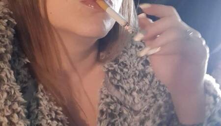 smoking in a soft robe