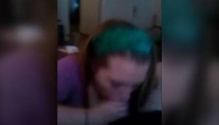 Young BBW giving a sensual blowjob