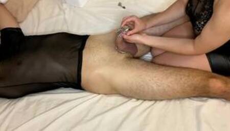 How to put Prince Albert chastity cage