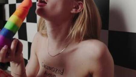 I like circumcised cock!Sucking circumcised dildo!Kira Loster 4 K