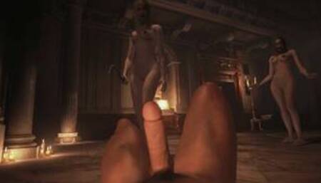 Resident Evil 8 Naked Dimitrescu's Daughters & Nude Lady Dimitrescu Black Lace Lingerie RE Village: