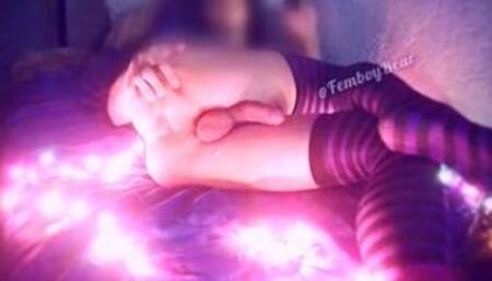 Femboy Fingering and Jerking Off in the Dark